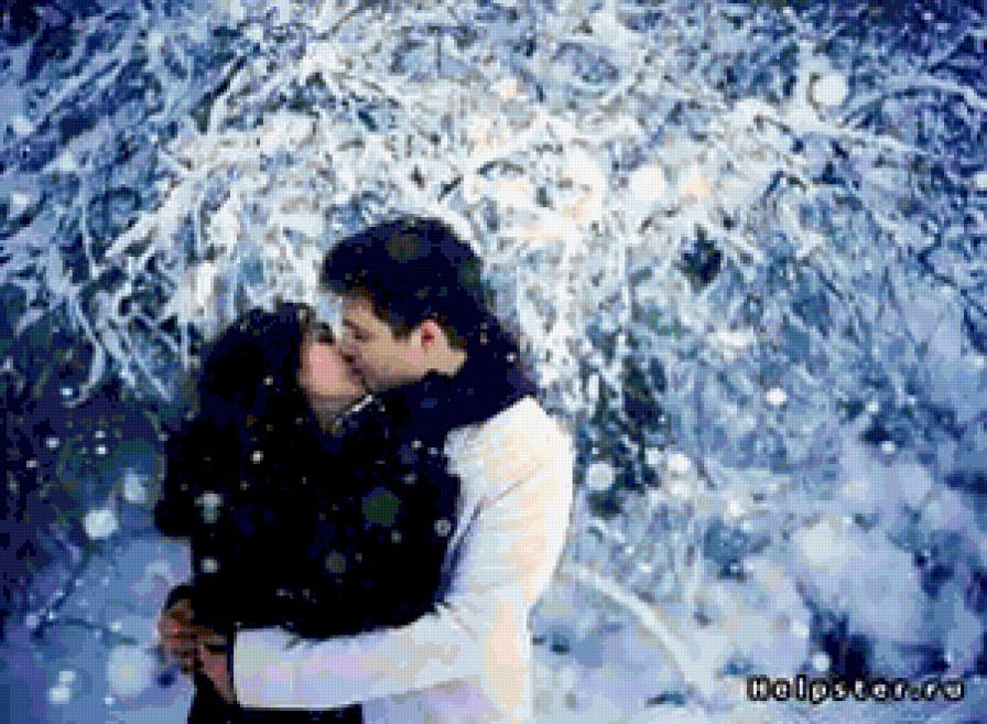 Влюблённые. - пара, влюбленные, зима - предпросмотр