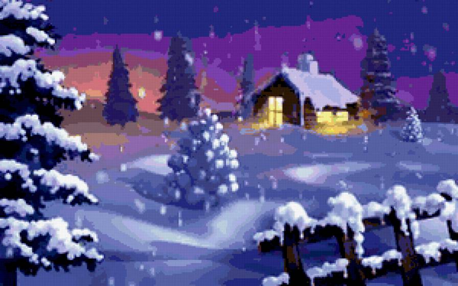 Зима. - зима, дом, пейзаж, природа - предпросмотр