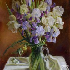 Схема вышивки «Ирисы в графине»