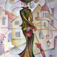 Схема вышивки «дама с зонтиком»