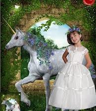 Схема вышивки «Девочка с единорогом.»