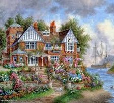 Схема вышивки «Дом у реки.»