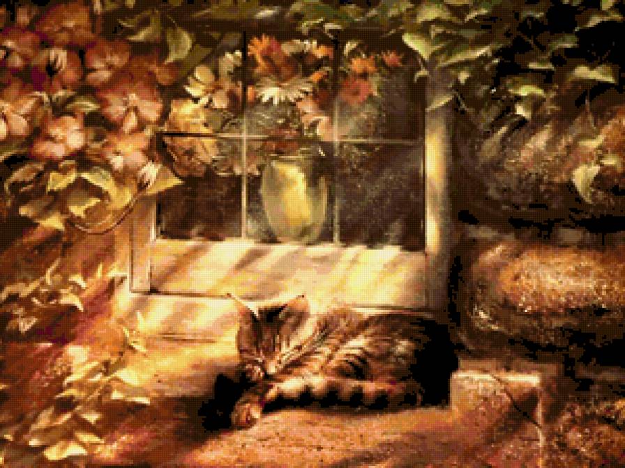 Полуденный отдых - кошки, сон, дивотные, коты, природа - предпросмотр