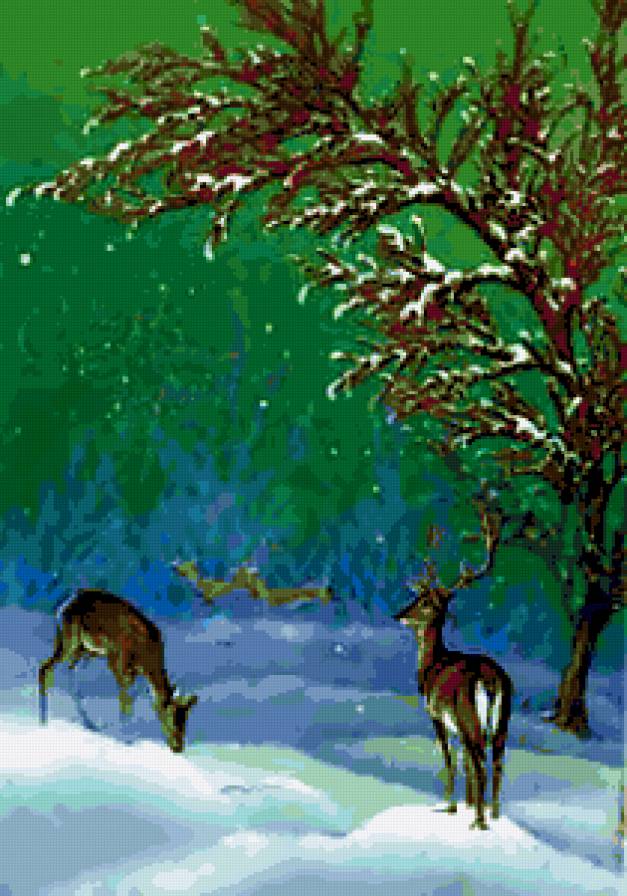 Открытки СССР. - животные, открытки, зима, олени - предпросмотр