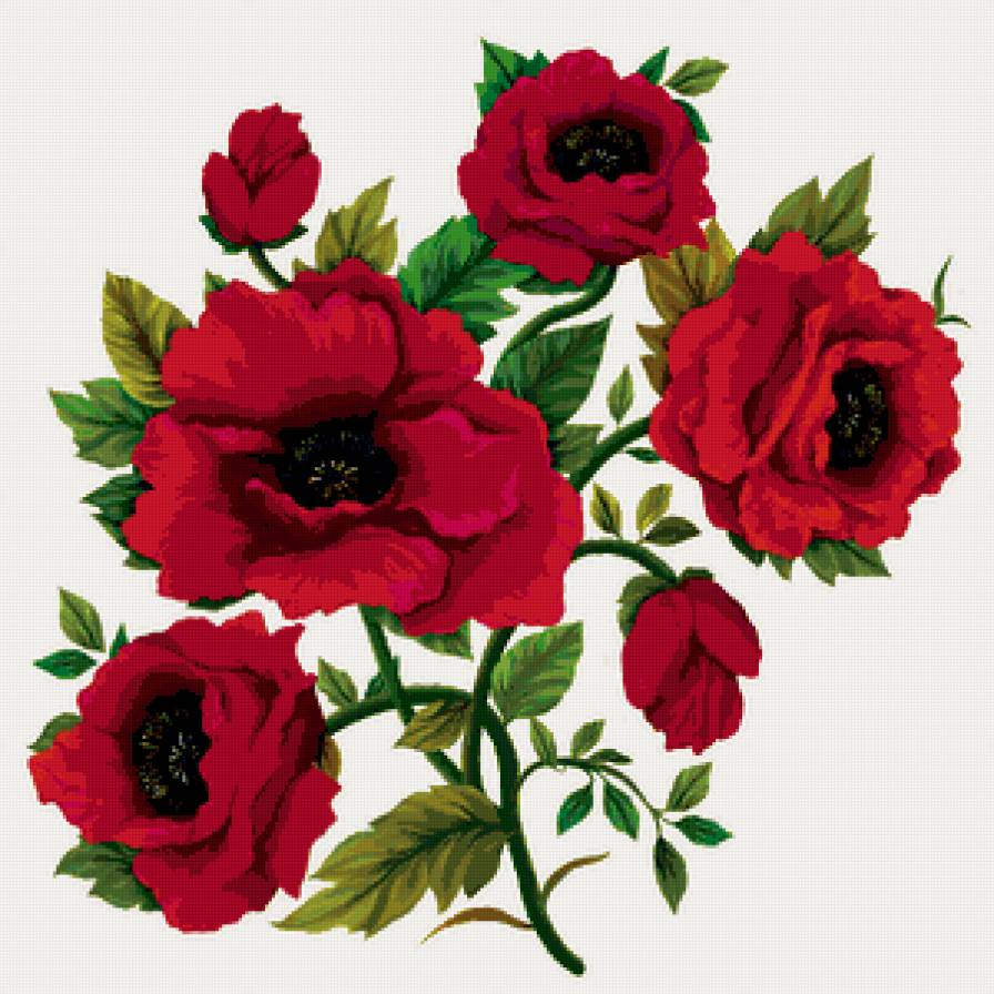 МАКИ - цветы, подушка - предпросмотр