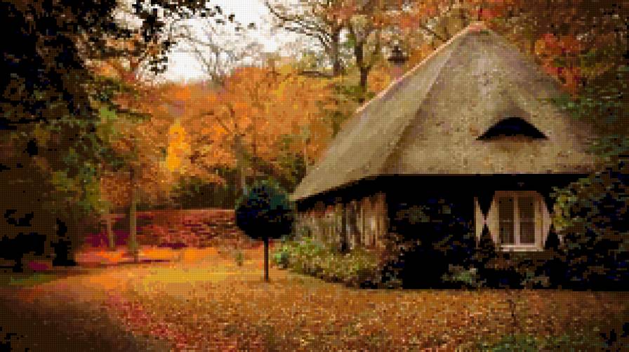 №249804 - дом, лес, пейзаж, осень, природа - предпросмотр