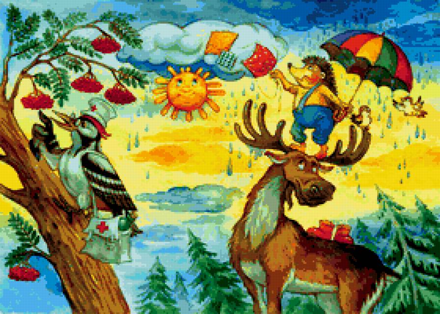 зверята - солнышко, детская, сказка, дятел, доктор, мультик, детям, дождь, ежик - предпросмотр