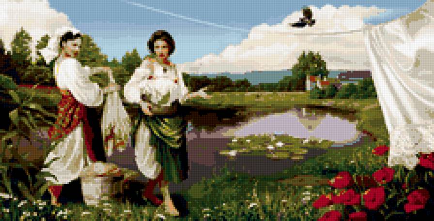 стирка - природа, люди, цветы - предпросмотр