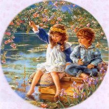 Схема вышивки «Юные рыболовы»