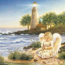 Схема вышивки «Ангелочек у моря»