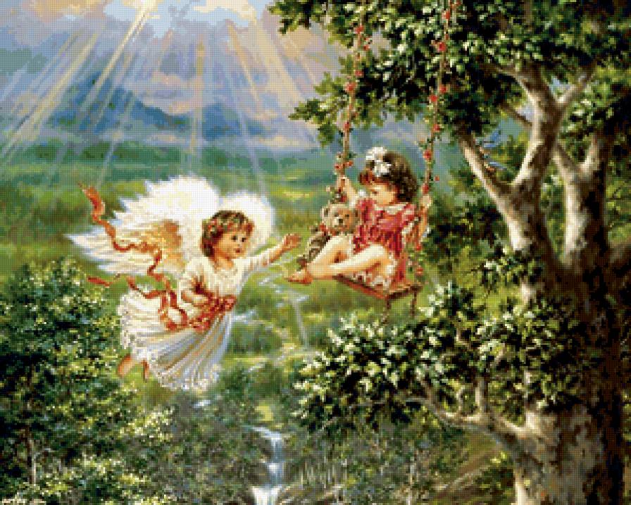 Девочка и ангелы - дети, ангелы - предпросмотр