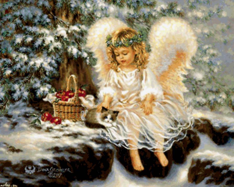 Ангелочек в зимнем лесу - дети, ангелы - предпросмотр