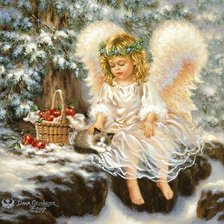 Схема вышивки «Ангелочек в зимнем лесу»