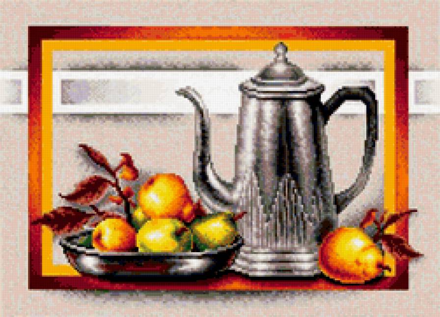 Натюрморт с грушами - фрукты, для кухни, натюрморт - предпросмотр