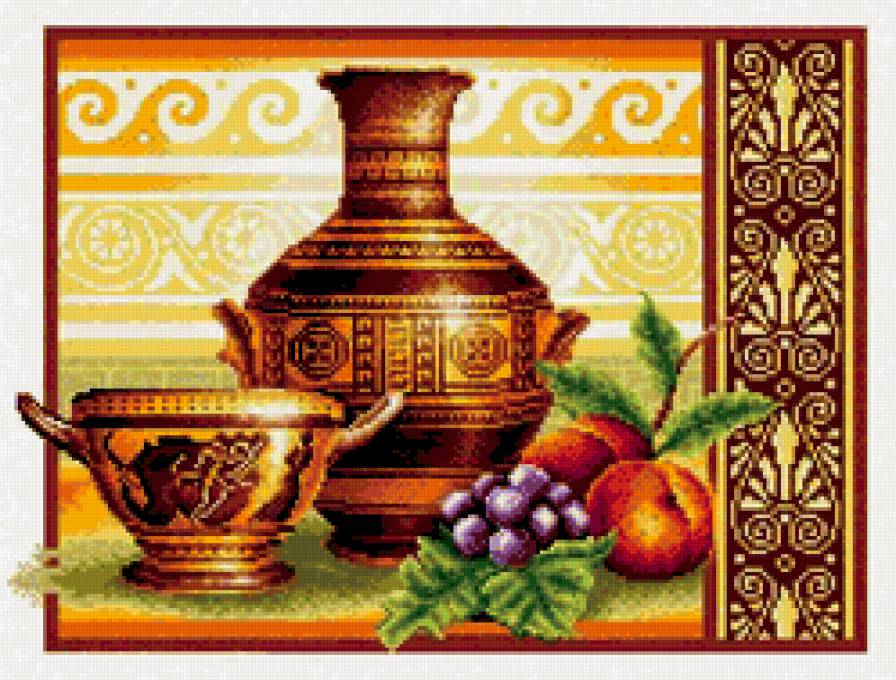 Античные вазы - фрукты, для кухни, натюрморт - предпросмотр