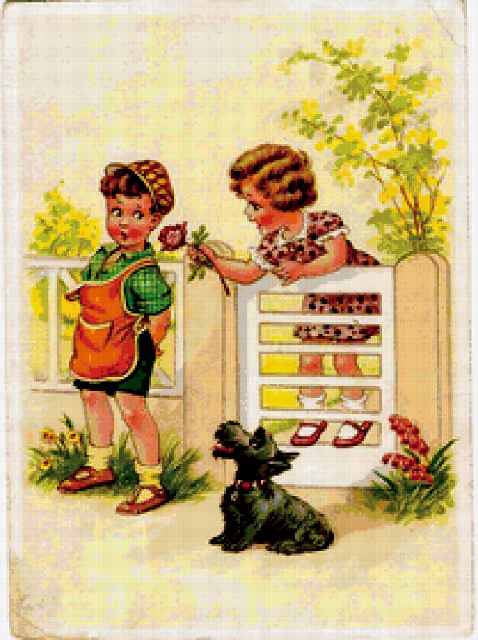 старые немецкие открытки - открытки, дети - предпросмотр