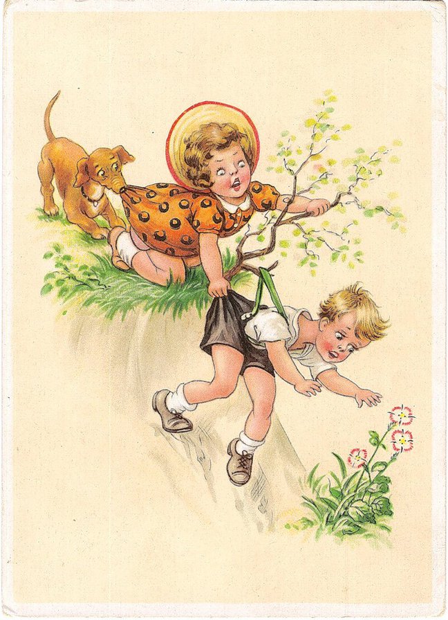 старые немецкие открытки - дети, открытки - оригинал