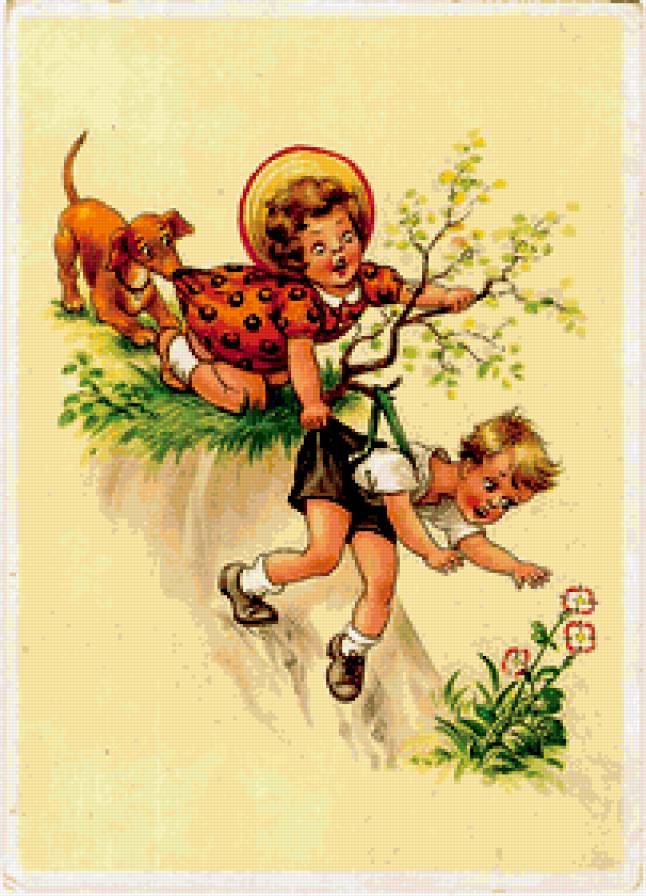 старые немецкие открытки - дети, открытки - предпросмотр