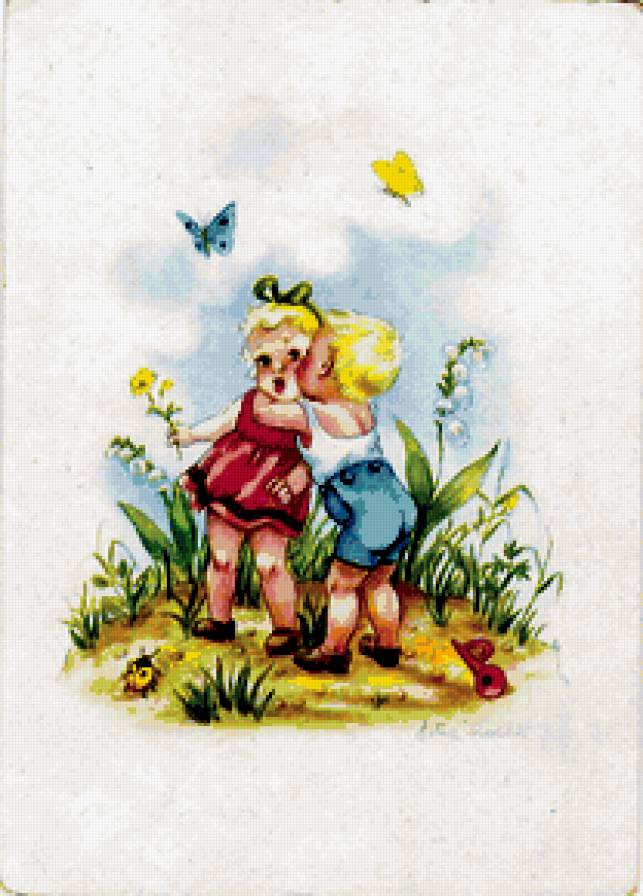 старые немецкие открытки - дети, открытки - предпросмотр