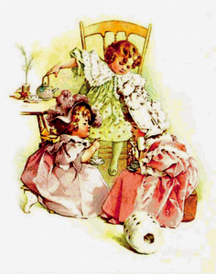 Чаепитие - винтаж, дети - предпросмотр