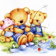 Схема вышивки «мишки рыбаки»