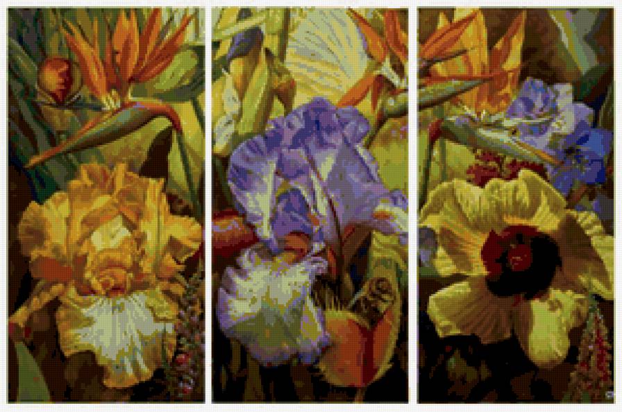 триптих - цветы, триптих - предпросмотр