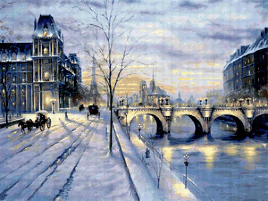 Мост - зима, мост, город, природа, снег - предпросмотр