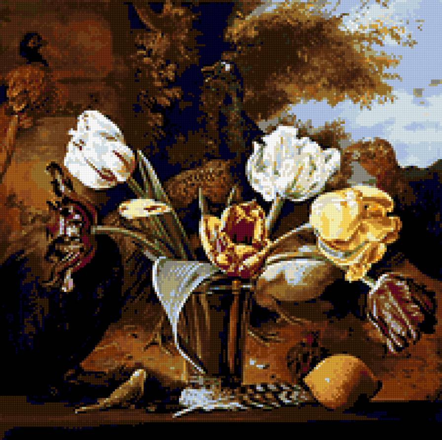 тюльпаны - натюрморт картина ваза тюльпаны цветы - предпросмотр