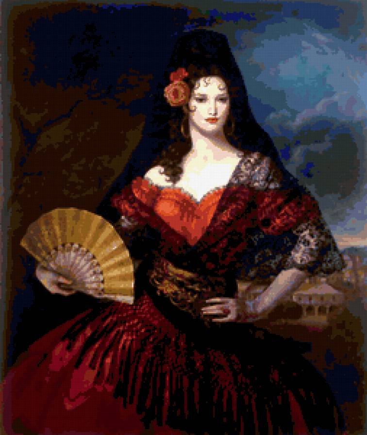 Кармен - картина, портрет, девушка, женские образы, веер - предпросмотр