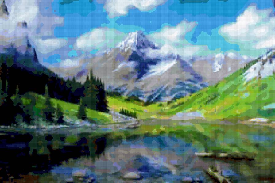 №251221 - гора, река, лето, пейзаж, природа - предпросмотр