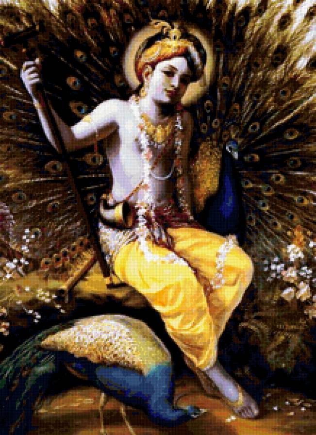 КРИШНА - отдых, павлин, индия, сад, боги - предпросмотр