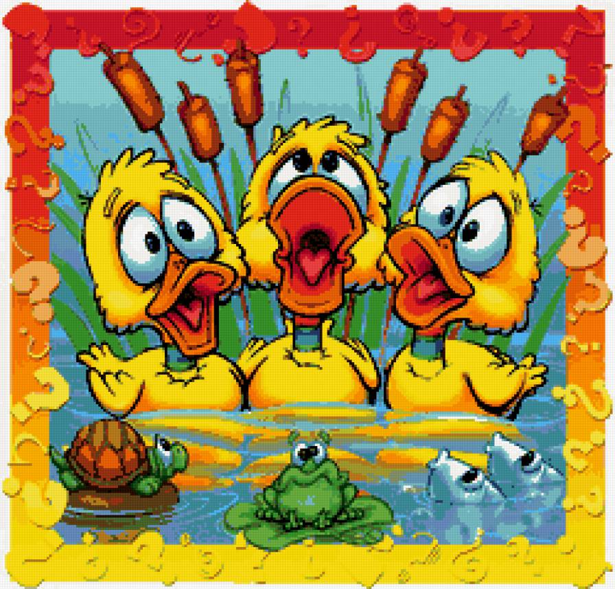 уточки - мультяшки, мультик, птицы, детям, зверята, юмор, детская, хор - предпросмотр