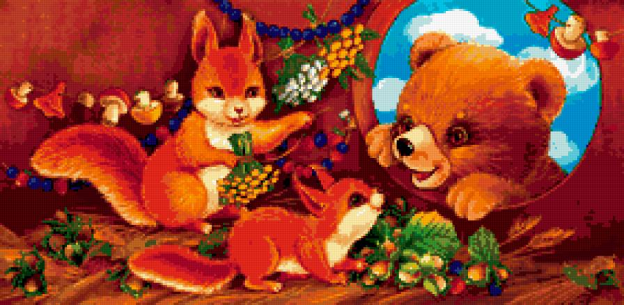 мишка и белочки - мультик, детская, белка, медведь, зверята, детям - предпросмотр