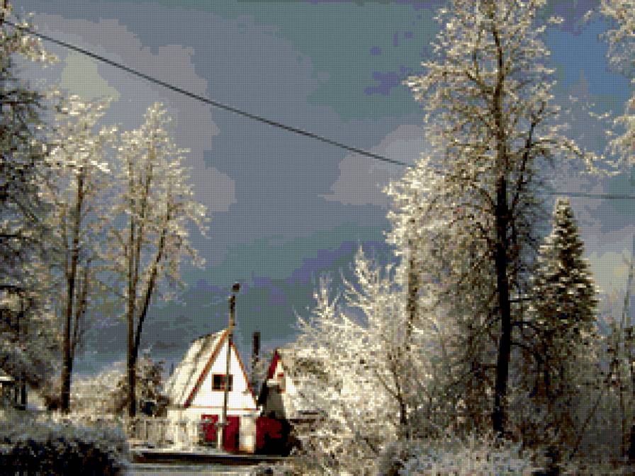 Домик зимний - домик, снег, зима - предпросмотр