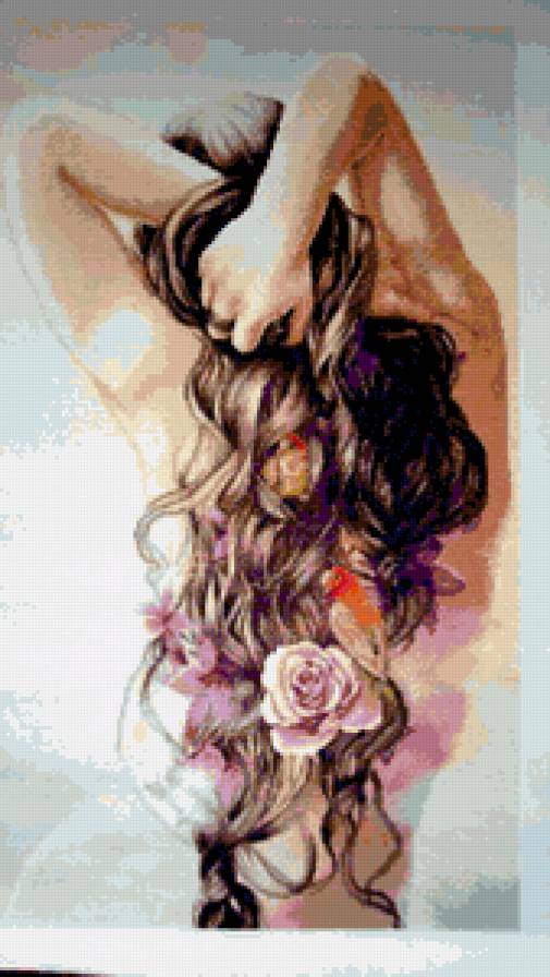 №251580 - живопись, картина, цветы, дети, красота женщины, девушка, фэнтези - предпросмотр