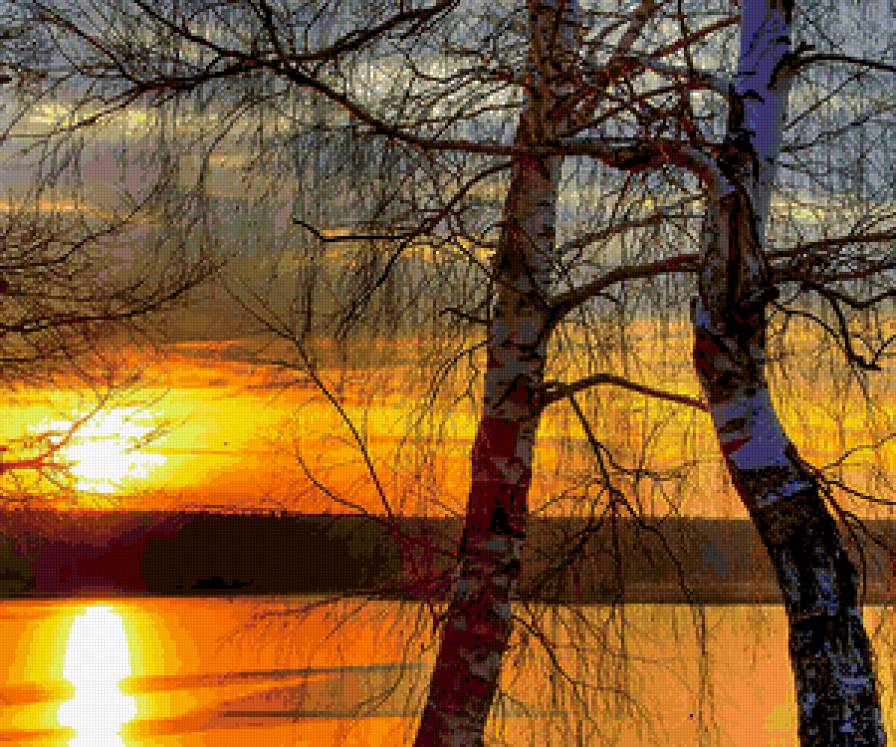 на закате дня - закат, природа, река - предпросмотр