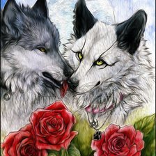 Схема вышивки «волки»