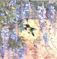 Схема вышивки «Колибри и глициния»