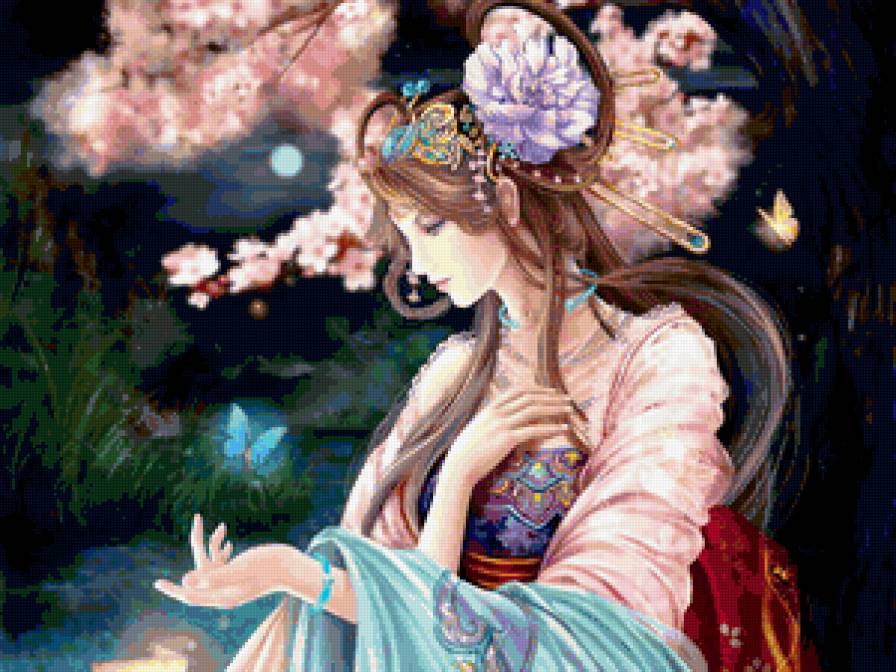 НОЧНЫЕ МЕЧТЫ - ночь, красота женщины, женщины мира, бабочки - предпросмотр