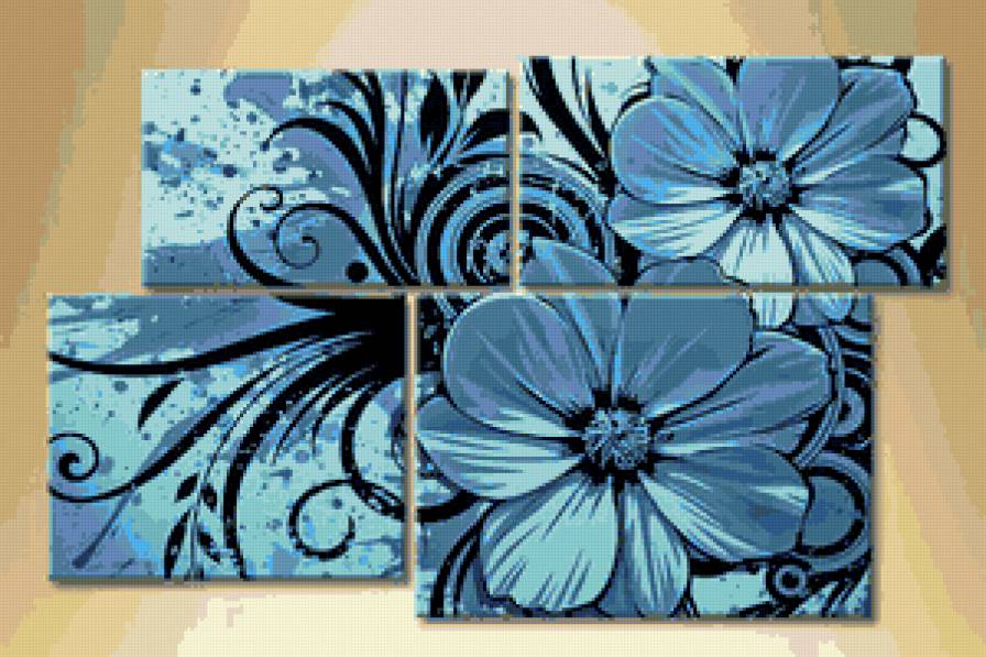 Полиптих - цветы, полиптих, цветок - предпросмотр