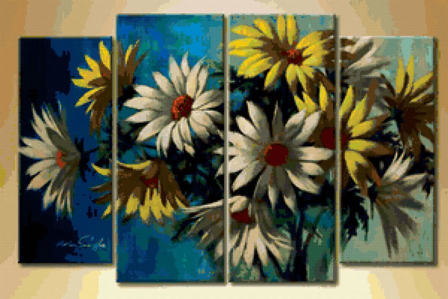 Полиптих - ромашка, цветы, полиптих, цветок - предпросмотр