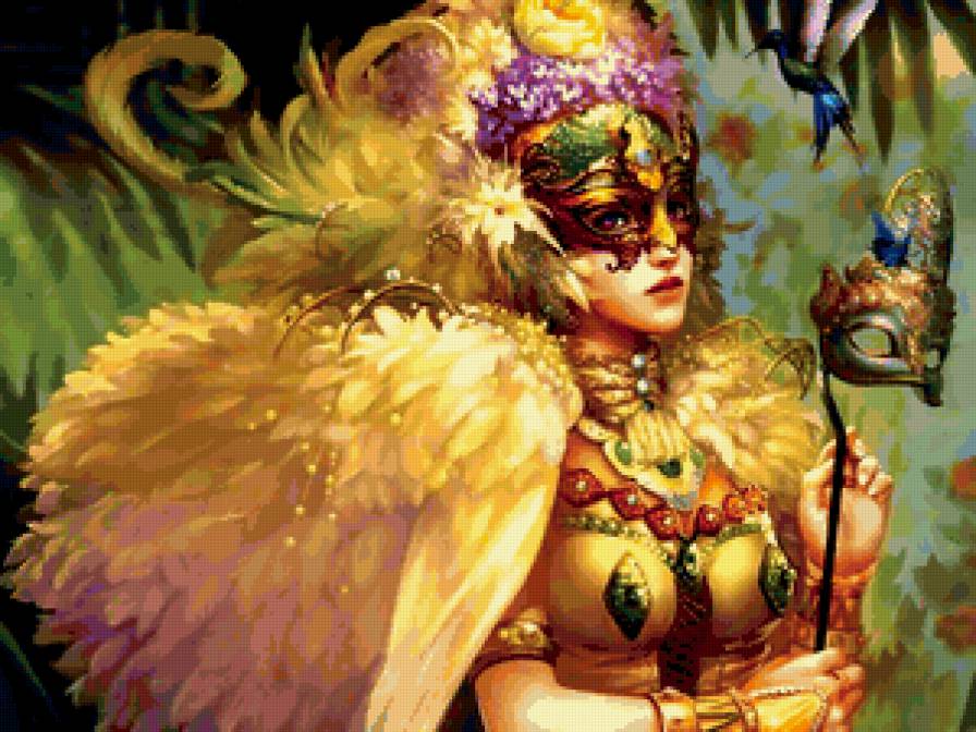 ДИПТИХ   "ГЛАЗАМИ ВЕНЕЦИАНСКОЙ КОРОЛЕВЫ" - неизвестная, взгляд, маска, женщина, бал, незнакомая - предпросмотр