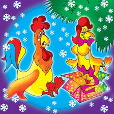 Схема вышивки «петушок и курочка»