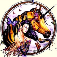 Схема вышивки «Эльф и единорог»