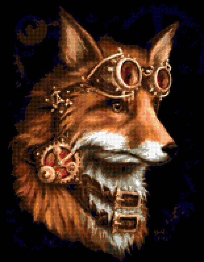 Стимпанк лис - лисы, арт, стимпанк - предпросмотр