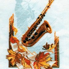 Схема вышивки «Саксофон и клиновые листья»