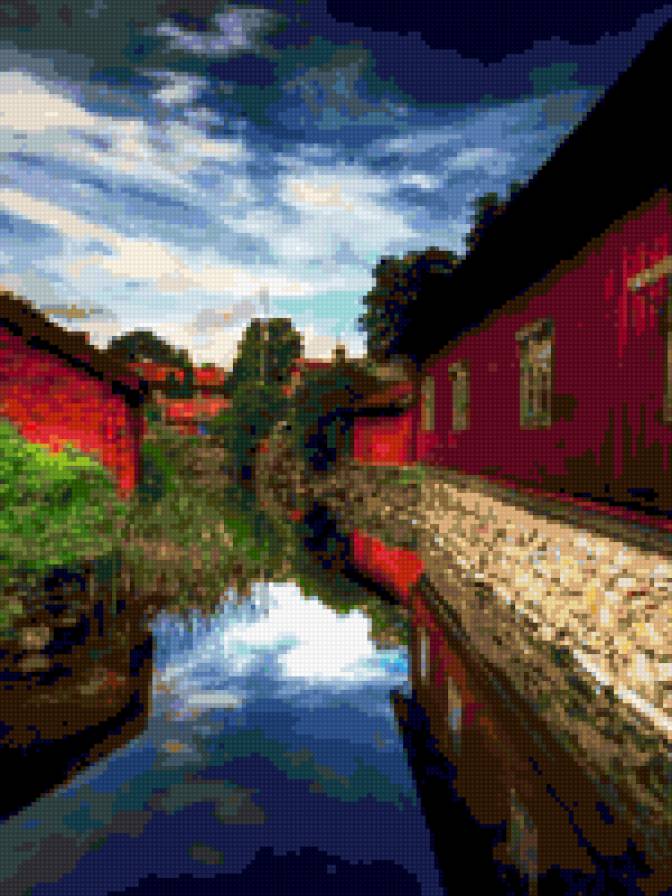 Дома на речке - природа, речка - предпросмотр