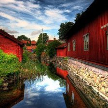 Схема вышивки «Дома на речке»