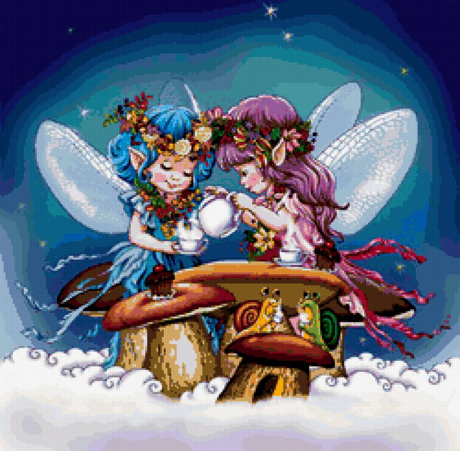 феи - фея, сказка, детям, мультяшки, чай, детская, подушка, эльф, улитки - предпросмотр