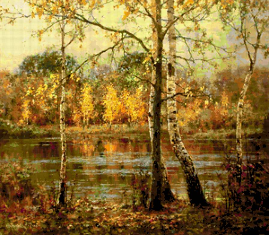 пейзаж - пейзаж, река, природа, осень, лес, березы - предпросмотр